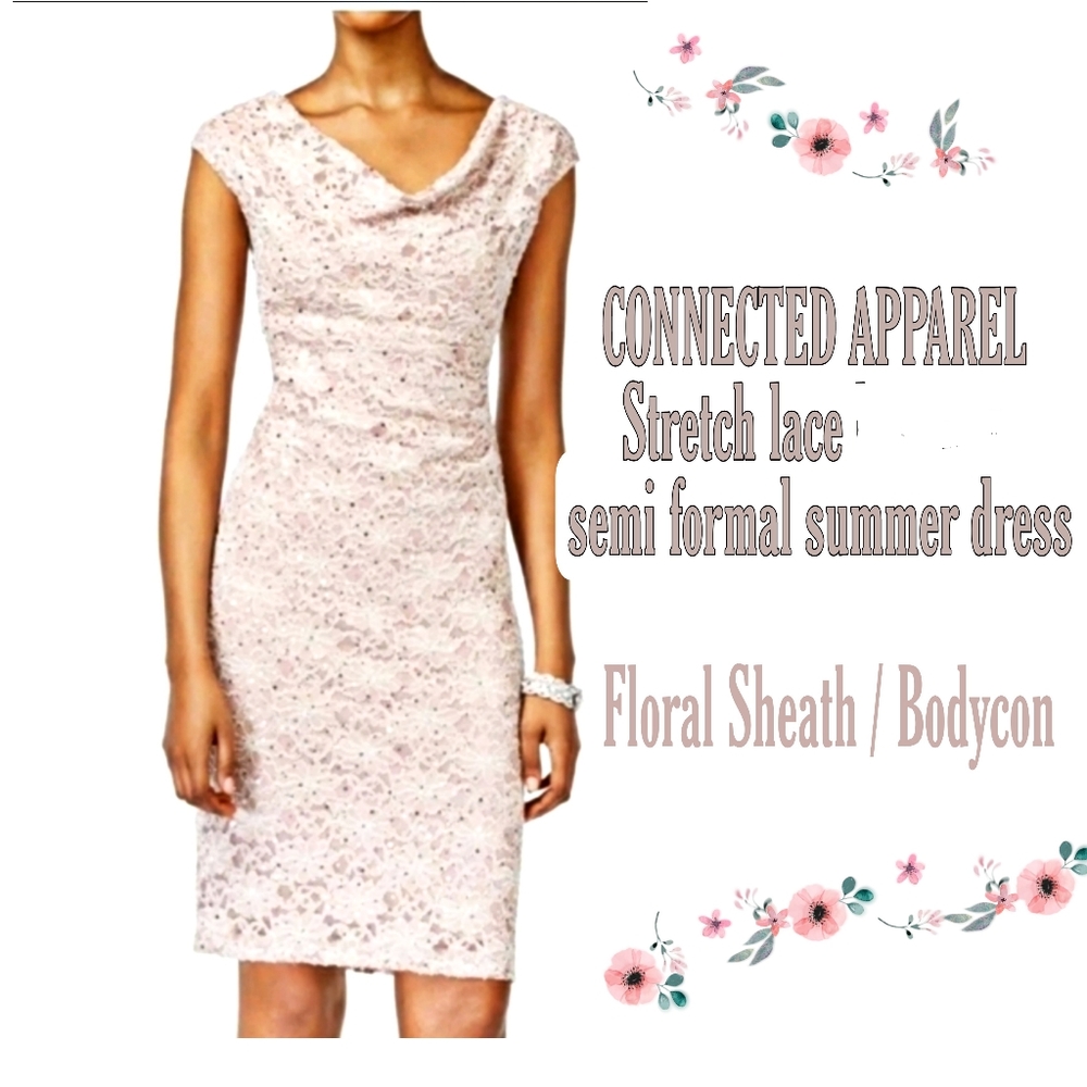 NWT CONNECTED APPAREL STUNNING SEMI FORMAL DRESS blush color
